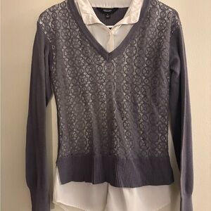 Simply Vera Vera Wang Purple Lace Sweater with Cream Layer